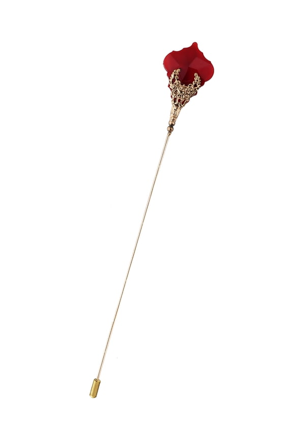Women's Hat Pin Golden Retro Hollow Out Design Inlaid with Synthetic Ruby Stick Pin/Suit Pin for Men/Women(Pack Of 6)