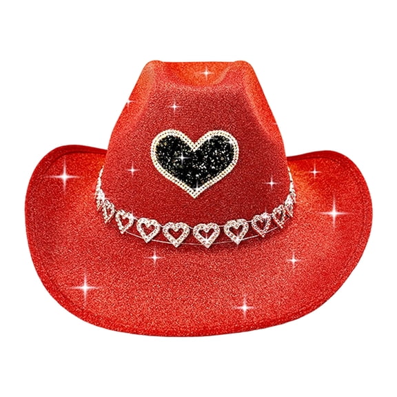 Women’s Hat Red Cowgirl Hat for Girls Sequin Hats for Women Sparkly Cowboy Hat Light Up Hat Neon Cowboy Hat