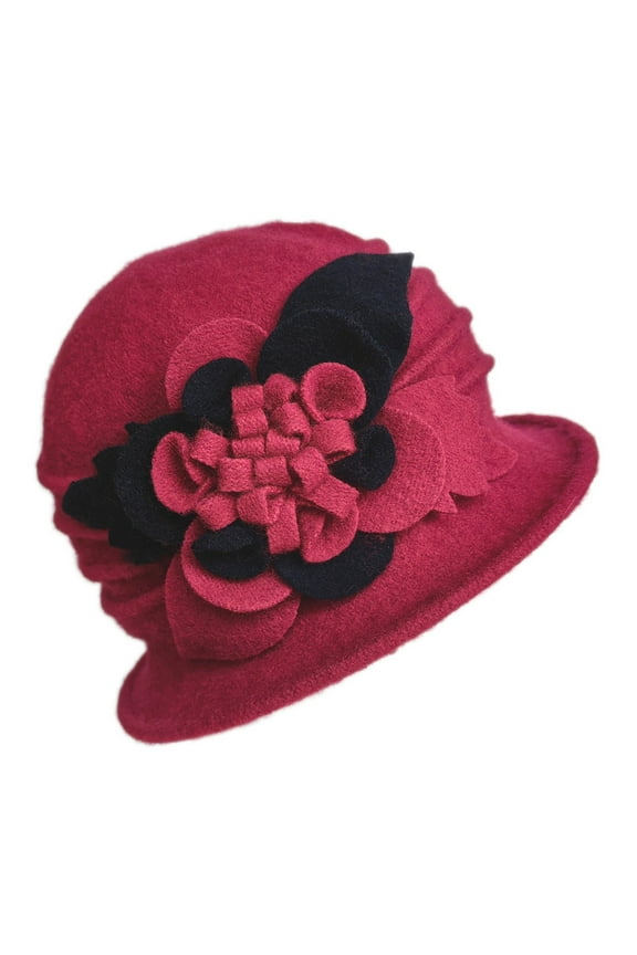 Women's Hats & Caps Warm Beret Cloche Hat 1920S 50S Vintage Winter Cap Winter Hats for Women Red One Size