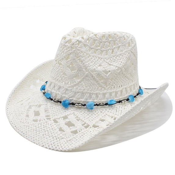 Women's Hats , Wide Brim Hat , Women's Sun Hats Classic Western Shapeable Straw Sun Hat for Women and Men with Decorative Bands and Wide Brim