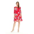 thumbnail image 1 of Women's Hawaiian 3/4 Sleeve Mermaid Ruffle Tunic Dress 2XL Hibiscus Red, 1 of 1
