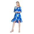 thumbnail image 1 of Women's Hawaiian 3/4 Sleeve Mermaid Ruffle Tunic Dress L Hibiscus Blue, 1 of 5