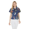 thumbnail image 1 of Women's Hawaiian Lady Aloha Shirt in Christmas Santa in Hawaii Navy L, 1 of 5