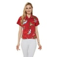 thumbnail image 1 of Women's Hawaiian Lady Aloha Shirt in Christmas Santa in Hawaii Red 2XL, 1 of 5