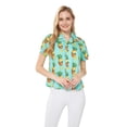 thumbnail image 1 of Women's Hawaiian Lady Aloha Shirt in Pineapple with Glasses in Turquoise XL, 1 of 5