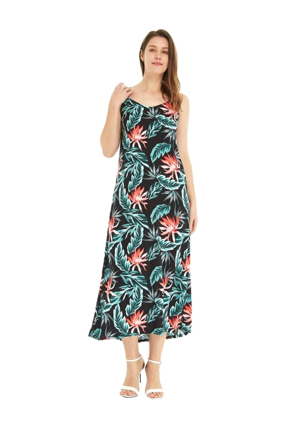 Women's Hawaiian Luau Floral Print Maxi Sweetheart Dress S Blooming Lily