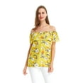 thumbnail image 1 of Women's Hawaiian Off-Shoulder Ruffle Muumuu Top in Garden Poppy Yellow XL, 1 of 5