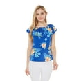 thumbnail image 1 of Women's Hawaiian Off-Shoulder Ruffle Muumuu Top in Hibiscus Blue L, 1 of 5