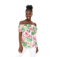 thumbnail image 1 of Women's Hawaiian Off-Shoulder Ruffle Muumuu Top in Lotus and Orchid XL, 1 of 5