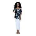 thumbnail image 1 of Women's Hawaiian Off-Shoulder Ruffle Muumuu Top in Midnight Bloom M, 1 of 5