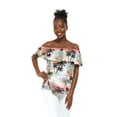 thumbnail image 1 of Women's Hawaiian Off-Shoulder Ruffle Muumuu Top in Neon Sunset S, 1 of 5