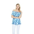 thumbnail image 1 of Women's Hawaiian Off-Shoulder Ruffle Muumuu Top in Simply Blue Leaf M, 1 of 5