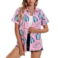 thumbnail image 1 of Women's Hawaiian Shirts Summer Floral Tropical Print Short Sleeve Button Down Tops Beach Vacation Collar Casual Blouses, 1 of 4