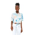 thumbnail image 1 of Women's Hawaiian Tie Front Crop Top Aloha Shirt in Sandy Beach Cream S, 1 of 5