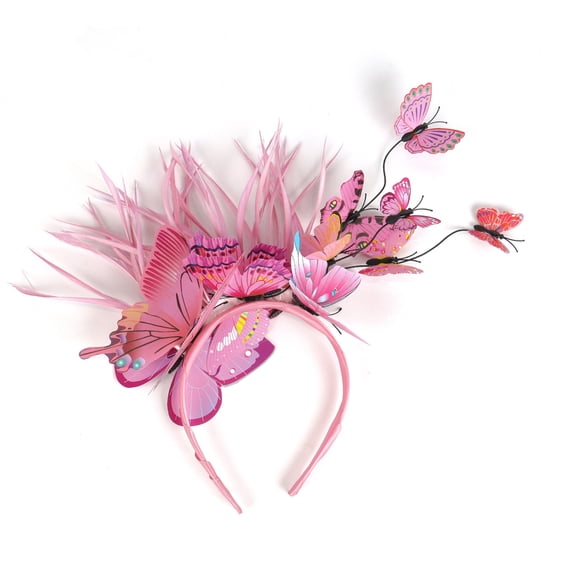 Women's Head Bands BWASD Casual Fashion Butterfly Flower Simulation Headband Elegant Sweet Headwear Hoop for Tea Party Spring Summer Outfit Pink