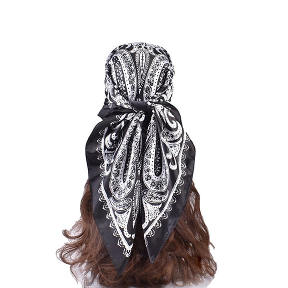 Women's Head Wrap Fashion Retro Cashew Nut Pattern Printed Large Square Scarf Silk Scarf Headband for Womne Headwear turban headbands for women Black One Size