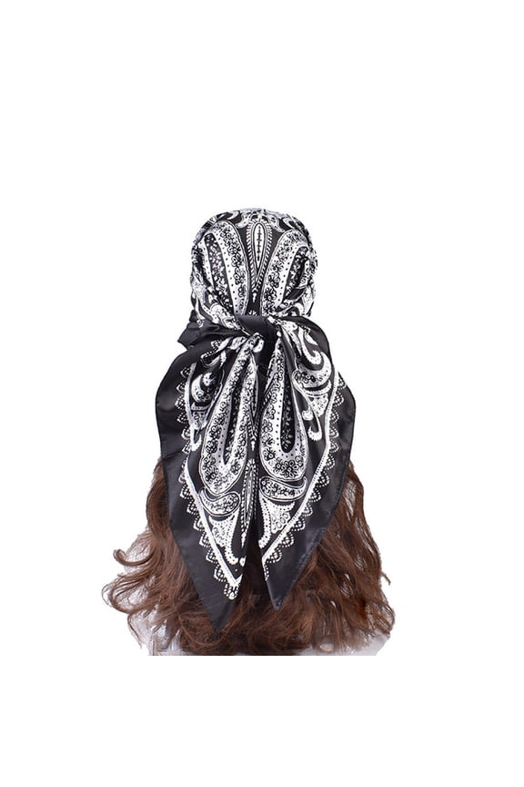 Women's Head Wrap Fashion Retro Cashew Nut Pattern Printed Large Square Scarf Silk Scarf Headband for Womne Headwear turban headbands for women Black One Size