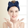 thumbnail image 1 of Women's Headband Facial Makeup Hydrotherapy Headband Bow Hairband Soft Coral Velvet Headband For Shower Wash Face Wash wide headbands for women Navy One Size, 1 of 5