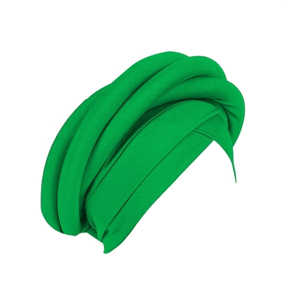 Women's Headwrap Turban CQXIDFH Beaded Braid Head Wrap Cap, Soft Satin Lined Hair Bonnet, Stylish Ruffle Turban for All Day Comfort, Beret Hat (Green, One Size)