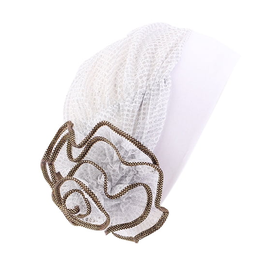 Women's Headwrap Turban CQXIDFH Floral Decor Elastic Headband Hat, Fashion Wrinkled Headwear for Daily Casual Matching, Sun Visor Hats (White, One Size)