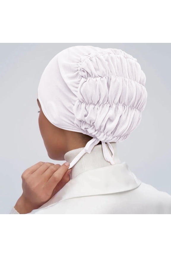 Women's Headwrap Turban qinhaie Women's Solid Color Mesh Hat, Breathable Elastic Belt Cap Scarf, Lightweight Bottoming Headwrap White Baseball Caps One Size
