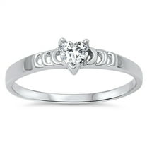 Women's Heart Clear CZ Promise Ring .925 Sterling Silver Band White Jewelry Female Size 5