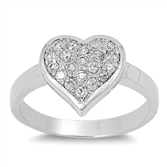 Women's Heart Cluster White CZ Promise Ring .925 Sterling Silver Band Jewelry Female Size 10