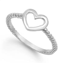 Women's Heart Cutout Promise Ring .925 Sterling Silver Rope Band Jewelry Female Male Unisex Size 3