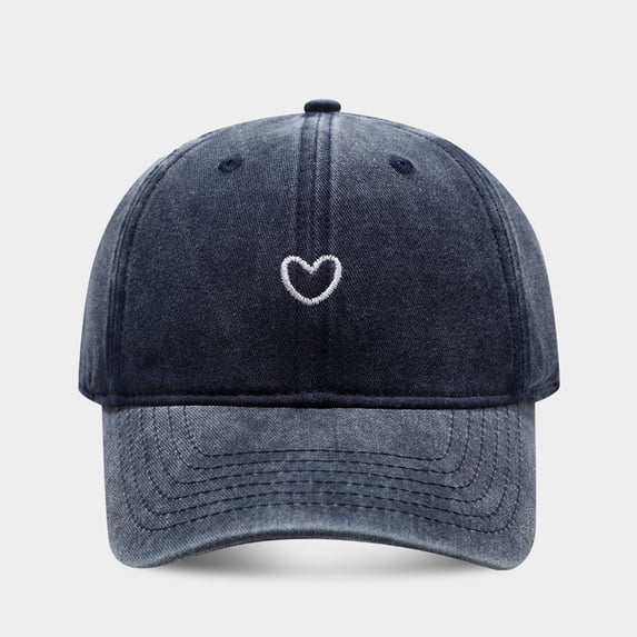 Women's Heart Embroidered Baseball Cap Adjustable Cute Cotton Ball Cap for Running Golf Tennies Travel Low Profile Casual Cap for Everyday Wear Outdoor Activities QURATI Navy