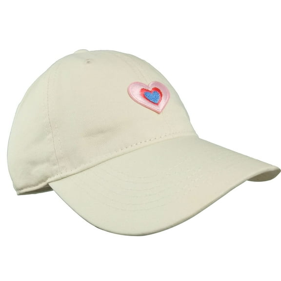 Women's Heart Embroidered Baseball Cap Low Bun Soft Cotton Trucker Hat-Beige
