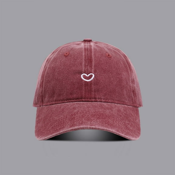 Women's Heart Embroidered Baseball Cap Vintage Washed Hat
