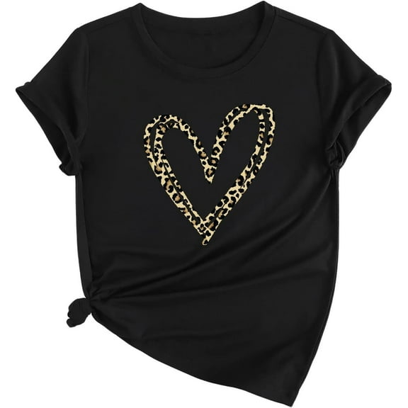 Women's Heart Graphic Short Sleeve T Shirts Summer Tops100% pure cotton