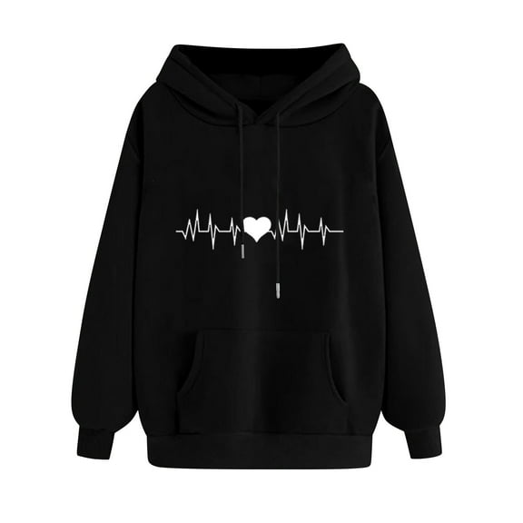 Women's Heart Hoodies, Sweatshirts for Women Pullover with Hood and Pockets Casual Long Sleeve Tops Fleece Lined Hooded Sweatshirt Drawstring Hoody Sweater