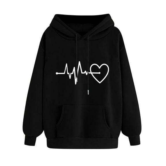 Women's Heart Hoodies, Sweatshirts for Women Pullover with Hood and Pockets Casual Long Sleeve Tops Fleece Lined Hooded Sweatshirt Drawstring Hoody Sweater