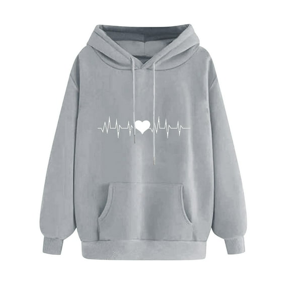 Women's Heart Hoodies, Sweatshirts for Women Pullover with Hood and Pockets Casual Long Sleeve Tops Fleece Lined Hooded Sweatshirt Drawstring Hoody Sweater
