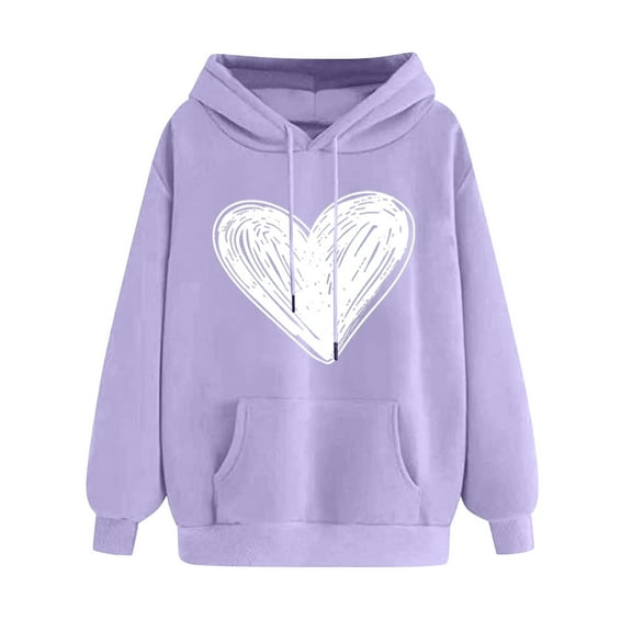 Women's Heart Hoodies, Sweatshirts for Women Pullover with Hood and Pockets Casual Long Sleeve Tops Fleece Lined Hooded Sweatshirt Drawstring Hoody Sweater