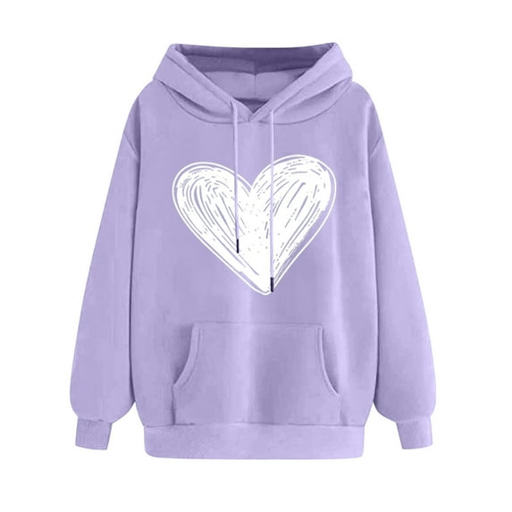 Women's Heart Hoodies, Sweatshirts for Women Pullover with Hood and Pockets Casual Long Sleeve Tops Fleece Lined Hooded Sweatshirt Drawstring Hoody Sweater