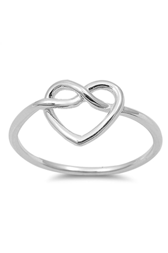 Women's Heart Infinity Knot Ring 925 Sterling Silver Band Jewelry Female Male Unisex Size 3