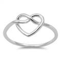 thumbnail image 1 of Women's Heart Infinity Knot Ring 925 Sterling Silver Band Jewelry Female Male Unisex Size 9, 1 of 4
