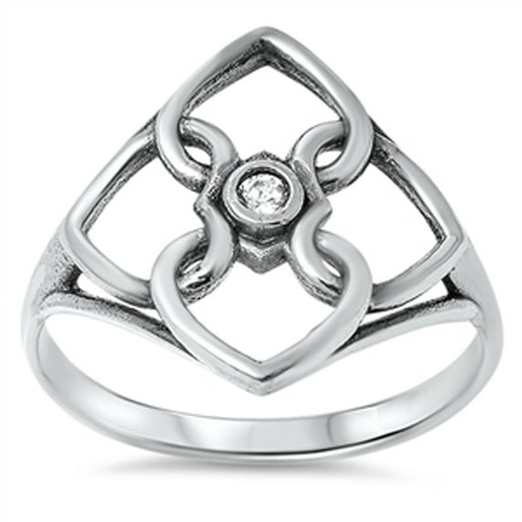Women's Heart Love White Cubic Zirconia Promise Ring 925 Sterling Silver Band Jewelry Female Size 7