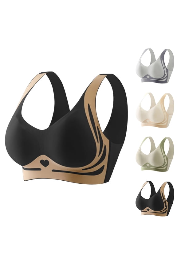 Women's Heart Pattern Bra Seamless Wireless Lingerie, Heart Shaped Push Up Tank Top Underwear, Gathered Breathable Bralette, Non Slip Supporting Vest, Invisible Comfort Sleep Bra, Padded Daily Top