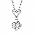 thumbnail image 1 of Women's Heart Pendant Necklace, Silver-Tone Clear Round Stone Necklace, Romantic Fashion Necklace for Women, 1 of 7