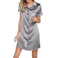 thumbnail image 1 of Women's Heart Print Short Sleeve Sleepshirt, Round Neck Comfortable Nightshirt, Blue & Multi-Color, S-XXXXXL Plus Sizes, 1 of 5