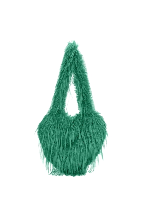 Women's Heart Shape Crossbody Purse Solid Color Heart-Shaped Tassel Handbag Soft Fuzzy Plush Top Handle Bag Fashion Casual Faux Fur Shoulder Tote Bag For Party Daily Travel
