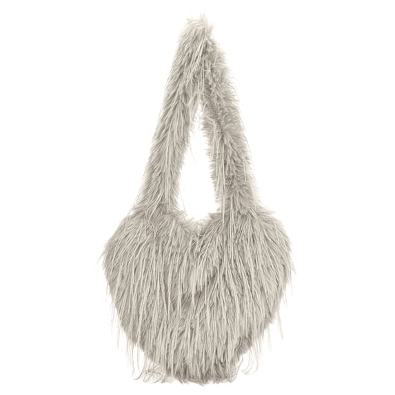 Women's Heart Shape Crossbody Purse Solid Color Heart-Shaped Tassel Handbag Soft Fuzzy Plush Top Handle Bag Fashion Casual Faux Fur Shoulder Tote Bag For Party Daily Travel