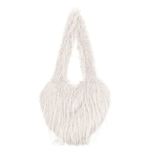 Women's Heart Shape Crossbody Purse Solid Color Heart-Shaped Tassel Handbag Soft Fuzzy Plush Top Handle Bag Fashion Casual Faux Fur Shoulder Tote Bag For Party Daily Travel