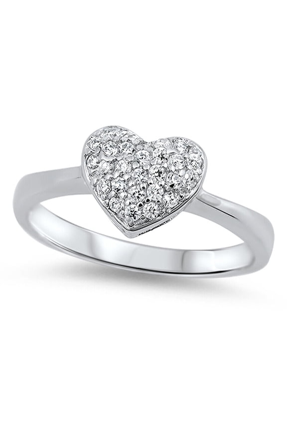 Women's Solitaire Love Engagement Ring, Heart Shape Proposal Wedding Ring, 2 Ct Simulated Round Brilliant Diamond Ring, 14K White Gold Plated, Pave Set Anniversary Ring For Her Special Occasion