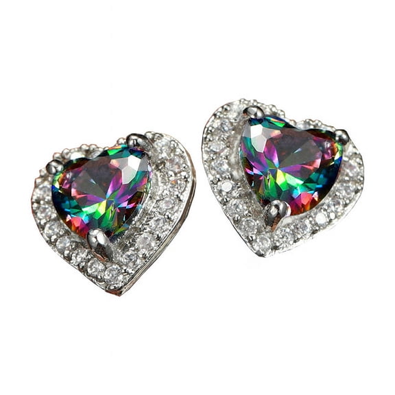 New Women's Heart Shaped Cubic Zircon Earrings