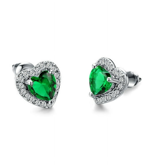New Women's Heart Shaped Cubic Zircon Earrings