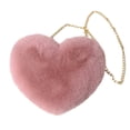 thumbnail image 1 of Women's Heart Shaped Faux Fur Crossbody Wallet Purse Chain Shoulder Bag, 1 of 19